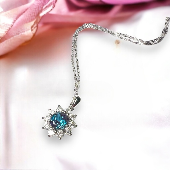 Handcrafted Color Change Alexandrite Pendant 14K White Gold  ,  June Birthstone - Picture 3 of 10